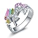 ALoveSoul Silver Tone Little Princess Rainbow Unicorn Pendant Girl Ladies Fashion Necklace Gift for Women