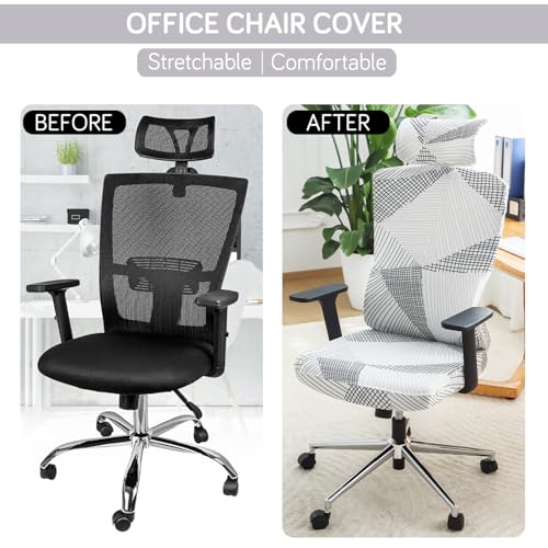 Add HOKIPO Elira Chair Cover, Snow White Snow White Black Geometry - Image 7