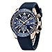 By Benyar elegante orologio uomo analogico al quarzo impermeabile cinturino in gomma inox, cronografo Sportivo orologio da polso da uomo stile casual da lavoro ottimo regalo per uomo…