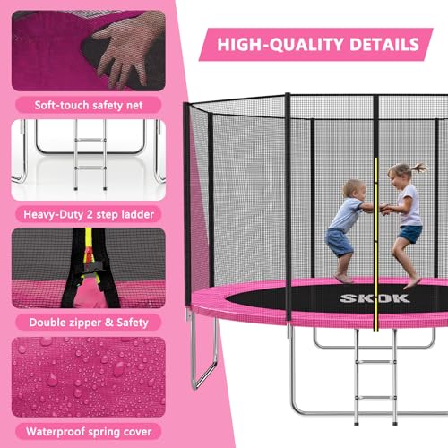 Image of SKOK Trampoline for Kids,400LBS Outdoor Trampoline with Net-ASTM Approved Trampoline for Children and Adults