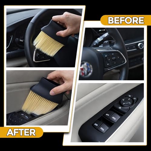 Image of Premium Car Interior Cleaning Brush | Soft Long Bristles Dashboard Dust Brush for AC Vents, Console, Door Panels | Multipurpose Detailing Brush for Car, Home & Office (Pack of 1)