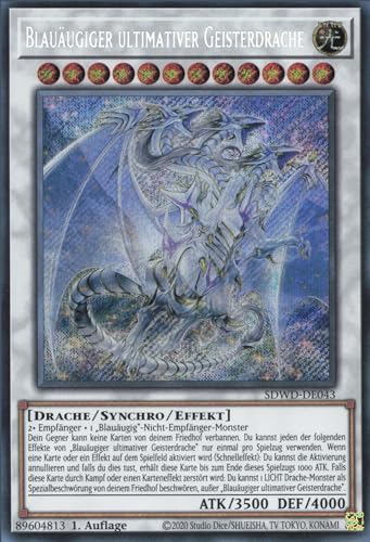 Blauäugiger ultimativer Geisterdrache (V.2) SDWD-DE043 Secret Rare Deutsch Boosterfrisch Unlimitiert - Structure Deck: Blue-Eyes White Destiny - mit ReCollectibles-Versandschutz - für Yu-Gi-Oh!