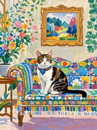 Kit Complet Diamant Arts Chat tacheté 40x50 Loisir Créatif Maison Décor