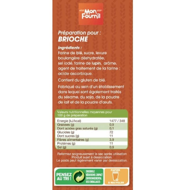 MON FOURNIL - Mon Fournil Préparation Pour Brioche 1Kg - Lot De 4 - Vendu Par Lot