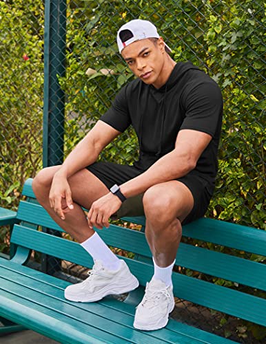 Coofandy Men's Tracksuit 2 Piece Short Sleeve Hoodie Pullover Jogging Track Suit Athletic Casual Sweatsuit #TOP3