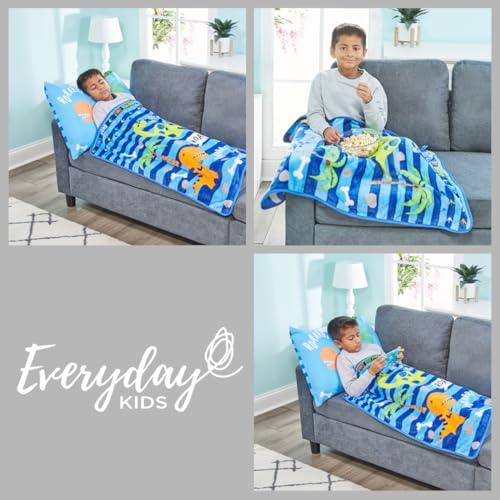 Image of EVERYDAY KIDS Toddler Throw Blanket - 30 inch by 40 inch - Roarin Dinos - Super Soft, Plush, Warm and Comfortable