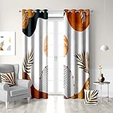 Aeyadis Boho Tropical Plants Window Curtain, Mid Century Leaves Abstract Aesthetic Art Blackout Darkening Thermal Insulated Grommet Window Drapes for Living Room Bedroom Decor 2 Panels 52'x84' Inches