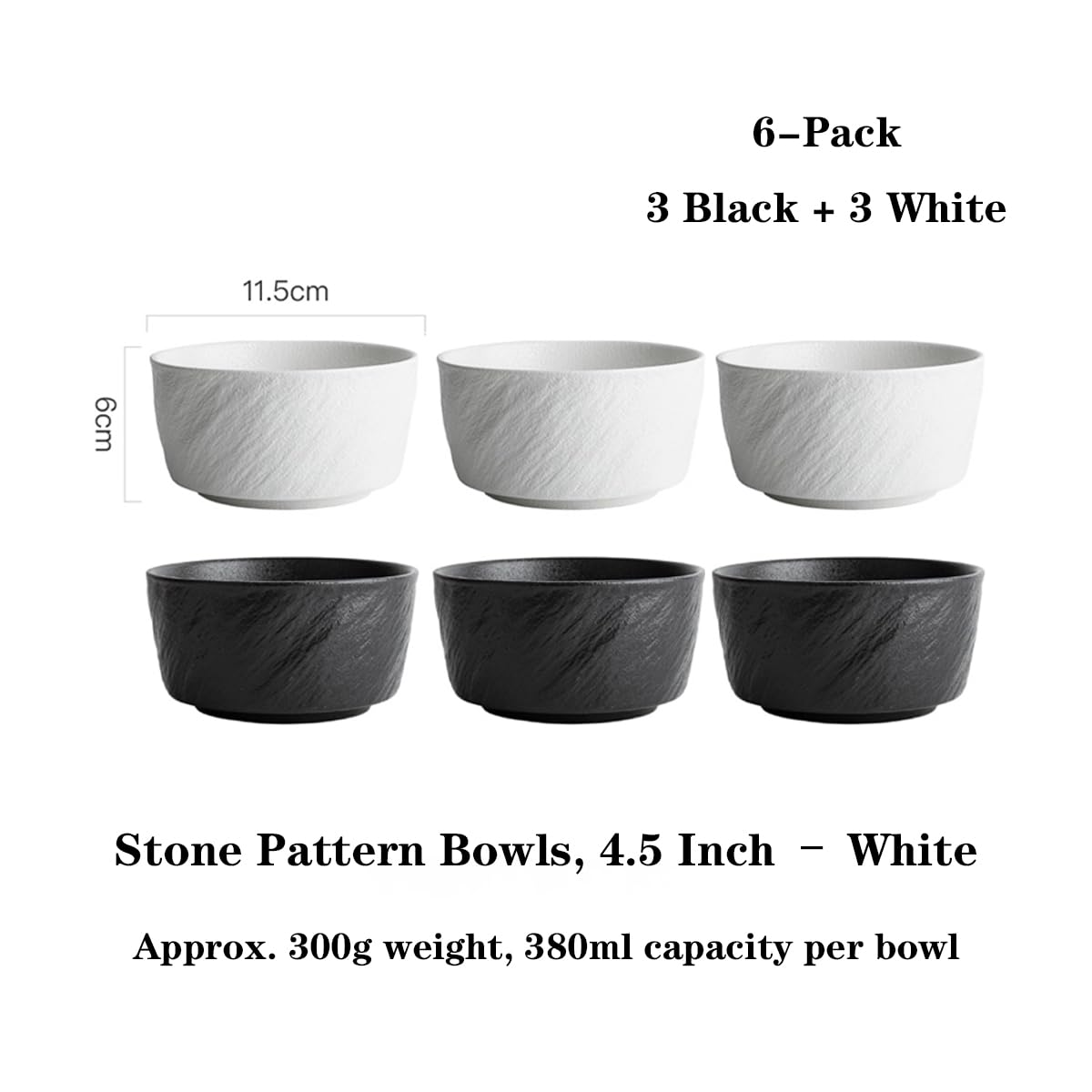 Ceramiczne miski,miski na płatki zbożowe,zupę,sałatkę,mikrofalówkę,zmywarkę,do owsianki,makaronu,deseru,ryżu,owoców i lodów,6 opakowania,3 czarny,3 biały