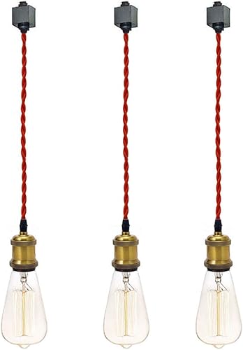 Miniatura 46 de Kiven Colgantes de iluminación de riel tipo H, luces colgantes industriales de pista H con cuerda de tejido negro de 7 pulgadas de longitud, paquete