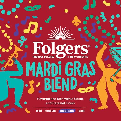 Image of Folgers Mardi Gras Blend Medium-Dark Roast Coffee, Keurig K-Cup pods, 10 Count Box (Pack of 6)