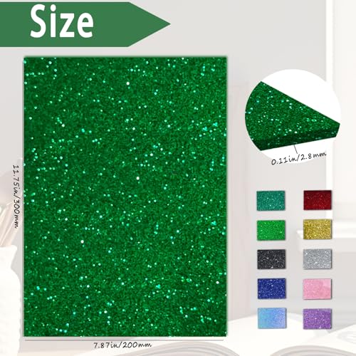 Image of Glitter Acrylic Sheets, Green, 12 inchx8 inch, 2 Pack | 1 /8 in Thick, Cast Sparkly, For Laser Cutting, Engraving, Invitation Blanks