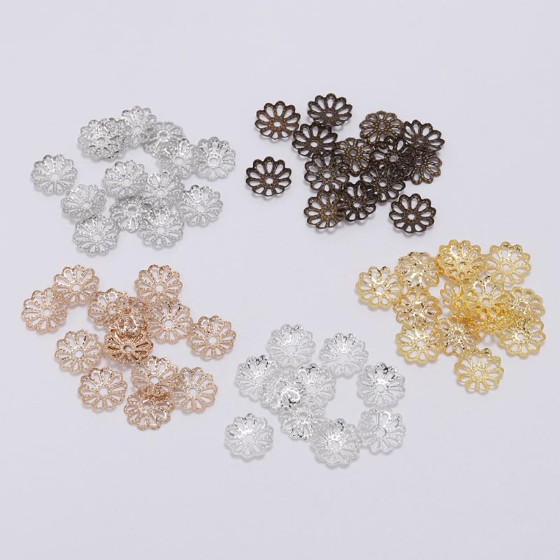 SUPVOX Diy Jewelry Accessories Natural Metal Bead End Caps Flower Spacer Pendant Charms for Bracelets Necklaces Anklets Craft Making 0.27 Inch - Image 6