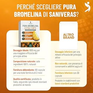 Bromelina FORTE DRENANTE 5000 GDU/g ALTISSIMO DOSAGGIO - 60 Compresse Integratore con Enzimi Digestivi Naturali per Gonfiore Addominale Estratto di Ananas Favorisce Microcircolo Naturale Made in Italy