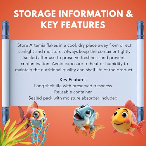 Image of Artemia Flakes 25g Fish Food with 55% Protein for Guppy,Betta Fish,Guppy Fries,Tetra and All Types of Tropical Fishes