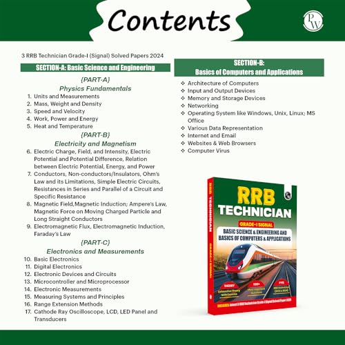 Image of PW RRB Technician Grade-l Signal Exam 2026 | Basic Science & Engineering and Basics of Computers & Applications l Chapterwise Theory & Exercise, 1200+ Questions (PYQs) with paper 2024
