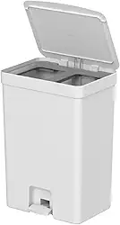 Lixeira 30 Litros com Pedal Branca Dupla Separação para Cozinha