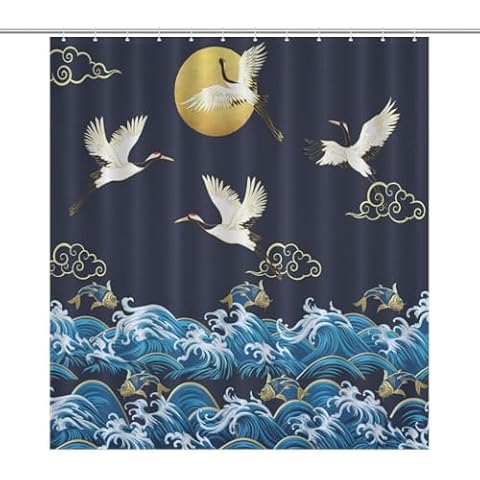 TFOSO Japanese Polyester Waterproof Shower Curtain 66x72in Cover