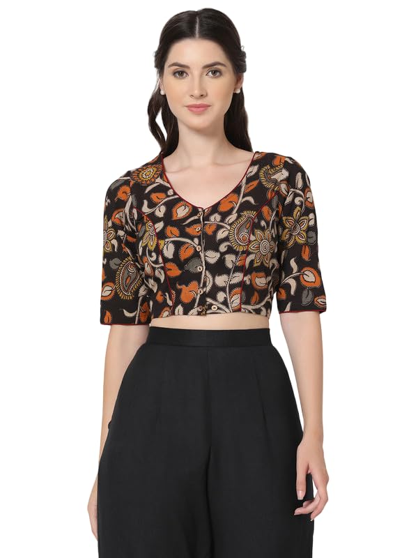 the weave traveller Kalamkari Printed Cotton Non Paded Without Lining Blouse for Women and Girls (TWT_KALBL_103)-picture-41