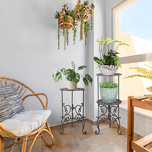 Sungmor Heavy Duty Cast Iron Potted Plant Stand,19.3-Inch 1 Tier Metal Planter Rack,Decorative Flower Pot Holder,Vintage & Rustic Style Indoor Outdoor Garden Pots Container Supports #TOP5