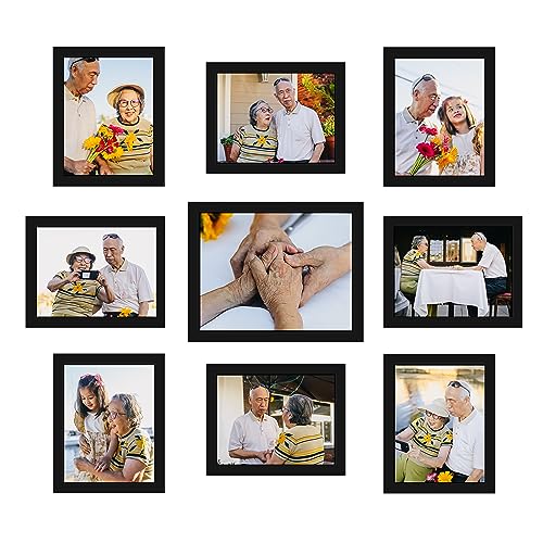 Image of Art Street Large Collage Wall Photo Frame Individual Picture Frame Set For Living Room, Decorative Wall Hanging Home Decor - Set Of 9 (6x8, 8x10 Inch, Black)