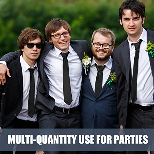 Image of Zhanmai 48 Pcs Men Solid Color Ties and Pocket Square Set Satin Necktie Business Handkerchief for Wedding Party