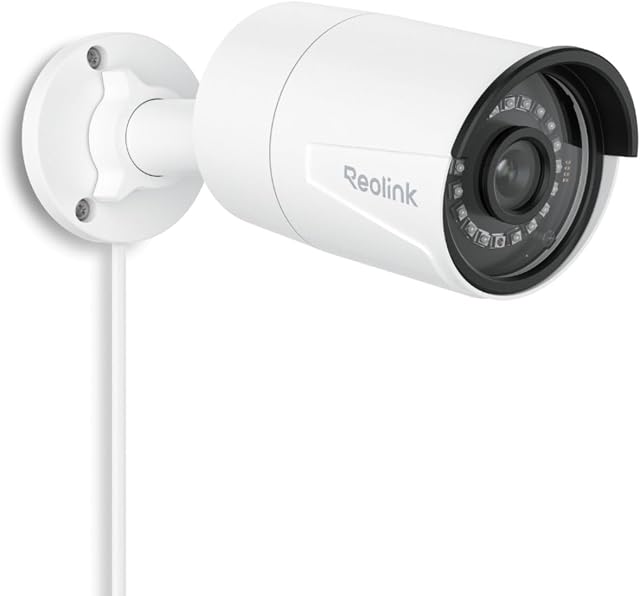 Reolink 5MP PoE Caméra de sécurité en plein air, détection de personne/véhicule/petit, IR Vision nocturne, 512GB microSD Stockage pour enregistrement 24/7 (non inclus), RLC-510A