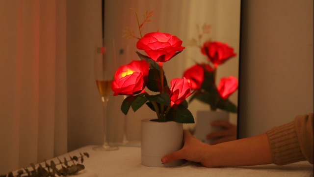 Image of Red Rose LED Night Light Flower Lamp, The Perfect Gifts for Home Decor for Women Her Girlfriend Mom Wife Friend Daughter Mothers Valentines Day Christmas Anniversary Birthday