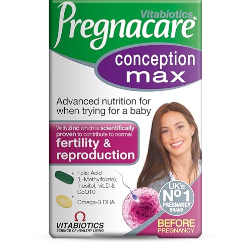 Pregnacare Fertility and Conception Max - Pregnancy Multivitamins - UK's No.1 Pregnancy Brand. Greater Prenatal Care for Women, Supplement with Added Omega-3 DHA for Normal Brain and Eye Development.