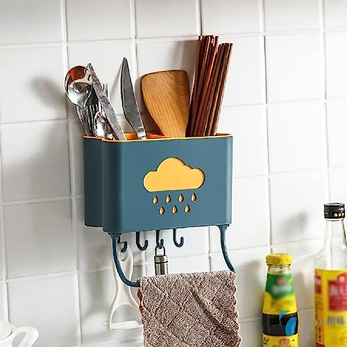 SVK DREAM Self Adhesive Wall Mounted Kitchen Cutlery Spoon Fork Knife Chopstick Holder Organizer Stand Multicolor