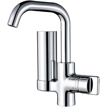 Amazon Wellbeingjp 洗面用 シングルレバー 混合水栓 浄水器内蔵 洗面台 水栓 シングル混合水栓 キッチン用水栓 台付 高い 滝状吐水口 洗面水栓