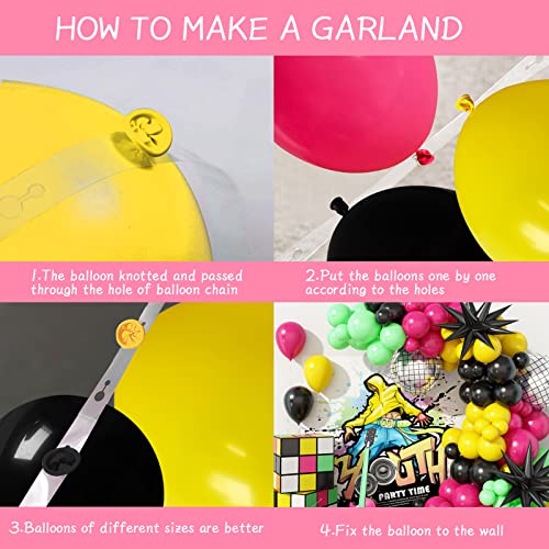 80S 90S Party Decorations, Disco Balloon Arch Kit 80S 90S Theme Party Decorations, 80S 90S Balloon Arch Include Rose Red Black Yellow Green Latex Balloons Disco Foil Balloons For 80S 90S Party Decor #TOP2