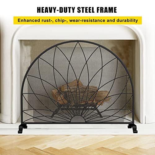 Rejilla para chimenea de malla negra decorativa con panel de protección 3