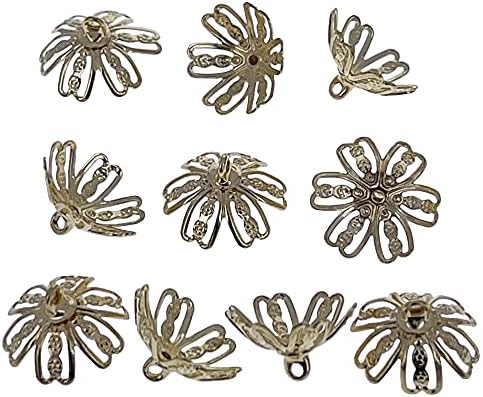 Miniatura 3 de 10 tapas grandes de adorno de metal en tono dorado, adornos de bola o huevo, tapas de extremo de 0.59 pulgadas