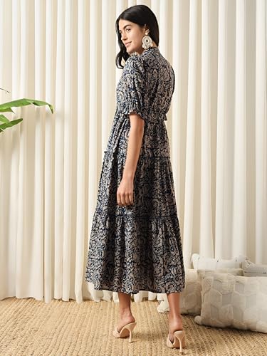 Image of KZULLY | Dress for Women | Summer Outfit | Elegant Casual | Puff Sleeves| Lightweight Polyester Fabric
