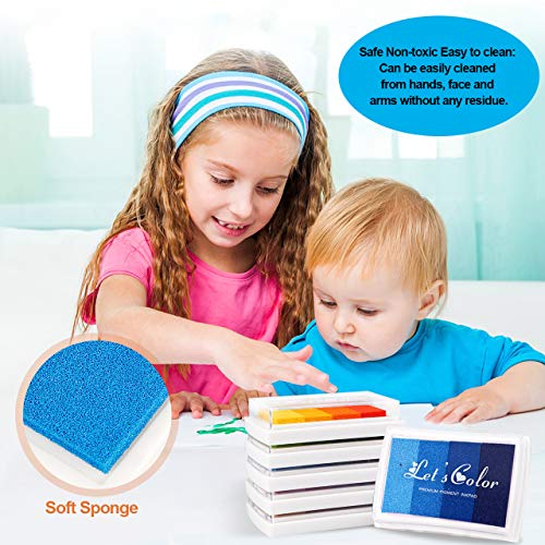 Xoreart Craft Rainbow Finger Ink Pads, Set Of 6 Diy Multicolor Craft Stamp Pads For Kids Washable 24 Colors #TOP4
