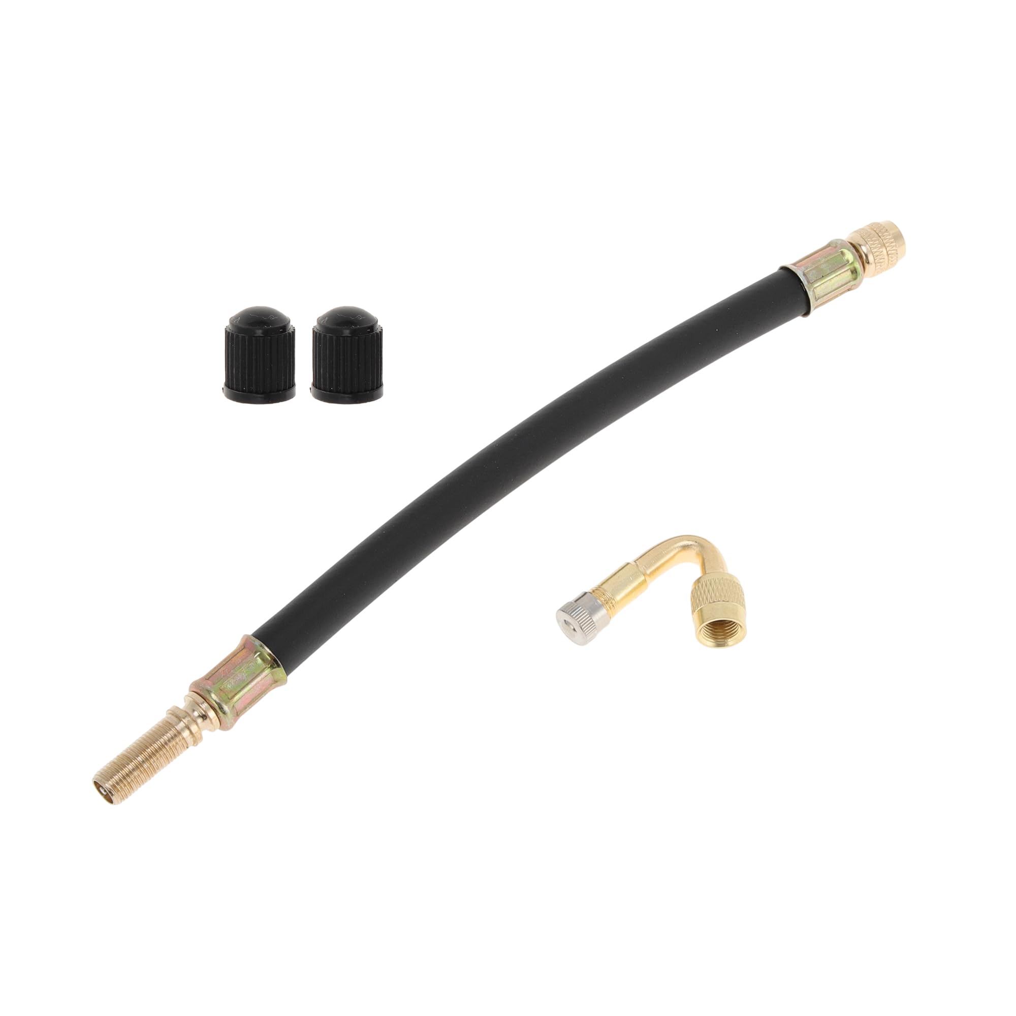 Motoforti 1set 45 Degree Copper Tire Valve Extension with Flexible Plastic 210mm Tyre Valve Inflation Adapter for Car Motorcycle RV Truck Bike
