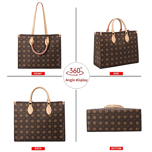 Alena Culian Womens Leather Handbag With Shoulder Strap Large Capacity Top Handle Tote Satchel Crossbody Shoulder Bags (Pattern Brown) #TOP3