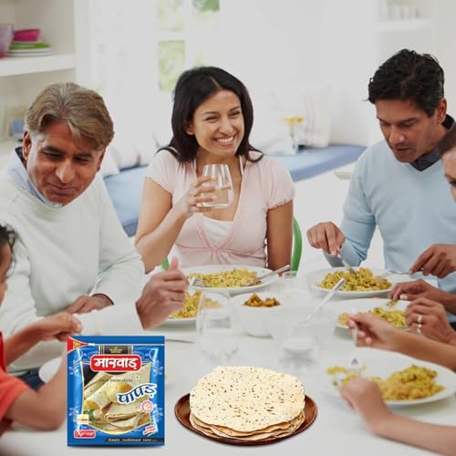 Image of Marwar Urad Sindhi Jeera Papad Combo Pack Of 4 (400gm Each) | Handmade Rajasthani Pappadam Low Spicy Cumin | Zipper Pouch Appadam | Size: 7Inch | Perfect Snack or Meal Side