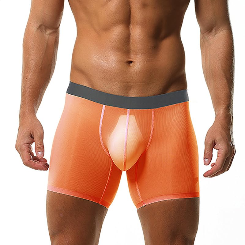 Mens Ice Silk Boxer Brief Underwear Ultra Thin Mesh See Through Shorts Panties Sheer Transparent Breathable Short2