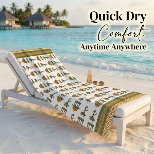 Image of Mafatlal Madhuban Soft & Absorbent Cotton Bath Towel (147x76 cm) | 250 GSM | Lightweight, Quick Dry, Floral Design