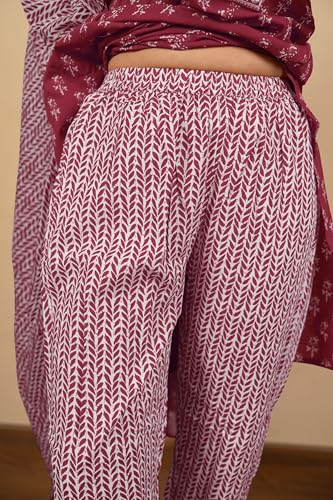 Image of MIRCHI FASHION Pure Cotton Women Straight Batik Print & Mirror Work Kurti Set with Dupatta and Pant