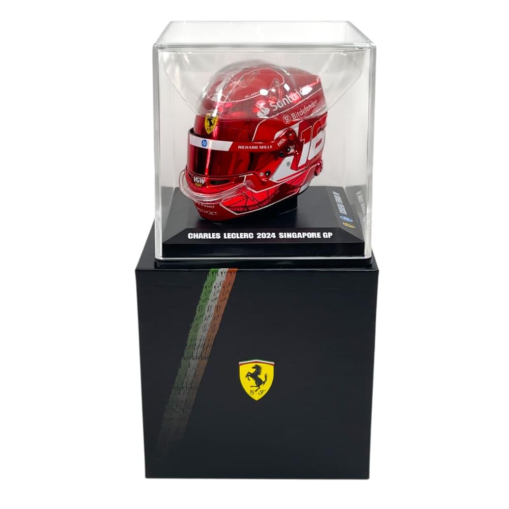 Spark Scuderia F1-Team, offizielles LookSmart-Modell, Charles Leclerc 2024 Special Edition USA Singapur GP 1/5 Scale Mini Helm, Rot