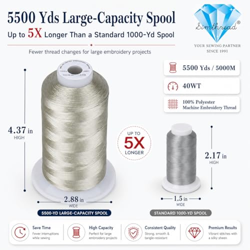 Image of Simthread 5000M 40WT Polyester Embroidery Thread, Warm Grey 399 | 5000M 40WT polyester thread feeds smoothly for machine embroidery, monograms, logos, patches and quilting.