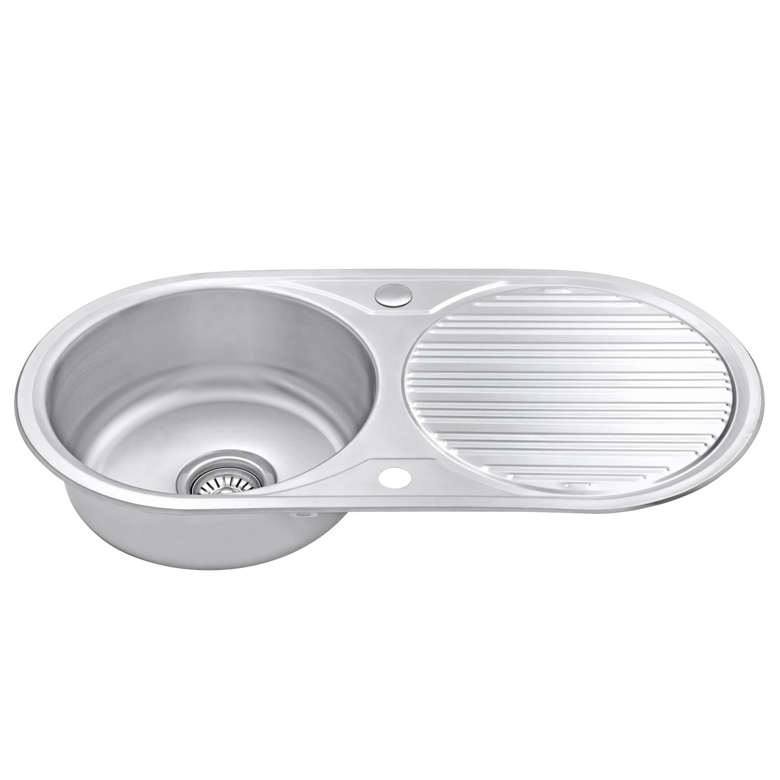 JASSFERRY Fregadero de cocina un seno, de Acero Inoxidable, escurridor reversible, con colador de residuos