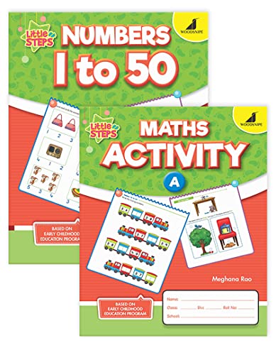 Image of Woodsnipe Maths and Number Practice Books for Kids Age 4 to 5 Years | Learn Numbers 1 to 50, Activities on Shapes, Number Tracing ,Comparison, Addition, Subtraction & More| Set of 2 for Homeschooling