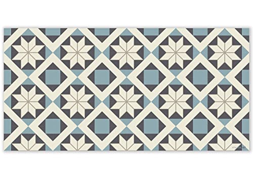 mubusi Tapis Vinyle du Sol Cuisine Salon - Différentes Tailles - (Sud Bleu 60x120 cm)