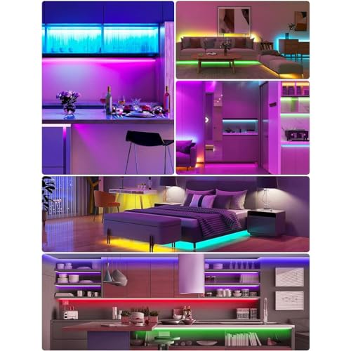 Image of Motion Sensor LED Cabinet Strip Light for Home 5M USB Closet Lamp Adhesive, App Control, Dimmable, Timer & Auto-Off, 7 Static & 4 Dynamic Modes Night Light with Sensor for Stairs, Kitchen, Wardrobe