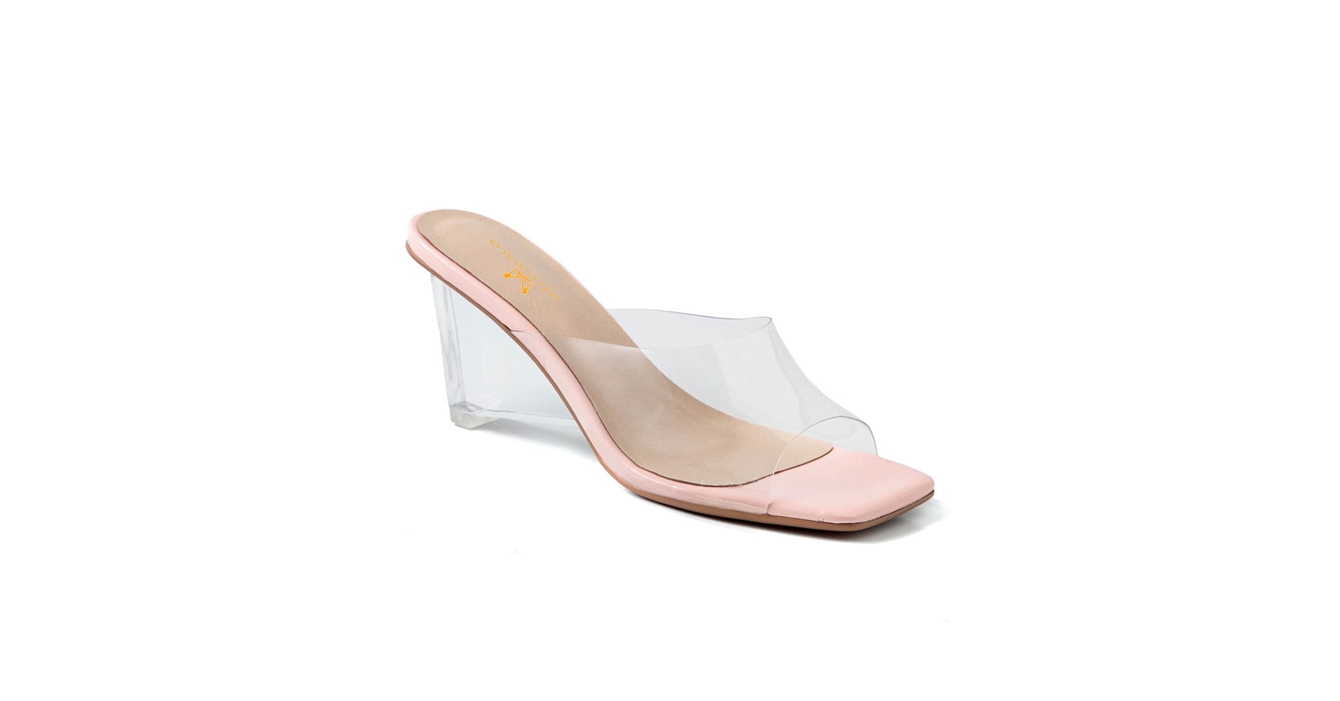OHGA♡CLEAR MULE MOOMMO Women Clear Heels Sandals Mules Open Peep Square Toe