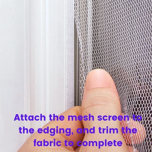 Adjustable Window Screen Mesh Up To 60 X 60 Inches With Hook And Loop Self Stick Edging - Easy To Install Adjustable Insect Screens For Windows For Safety And Better Ventilation. Color White #TOP3