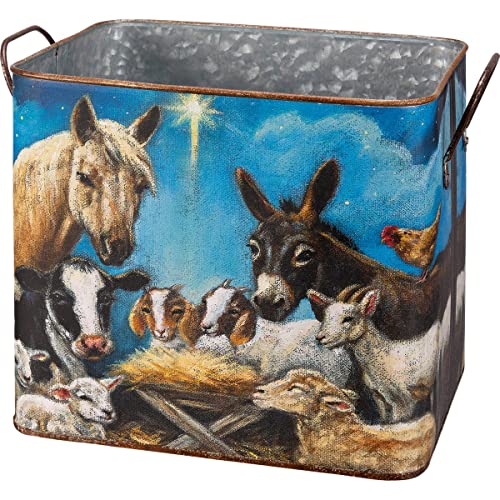 Primitives-By-Kathy-113562-Nativity-Bin-Set-of-2-925-Inch-Multicolor Primitives By Kathy 113562 Nativity Bin Set of 2 925 Inch Multicolor